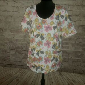 Butterfly scrub top by Scrub HQ L